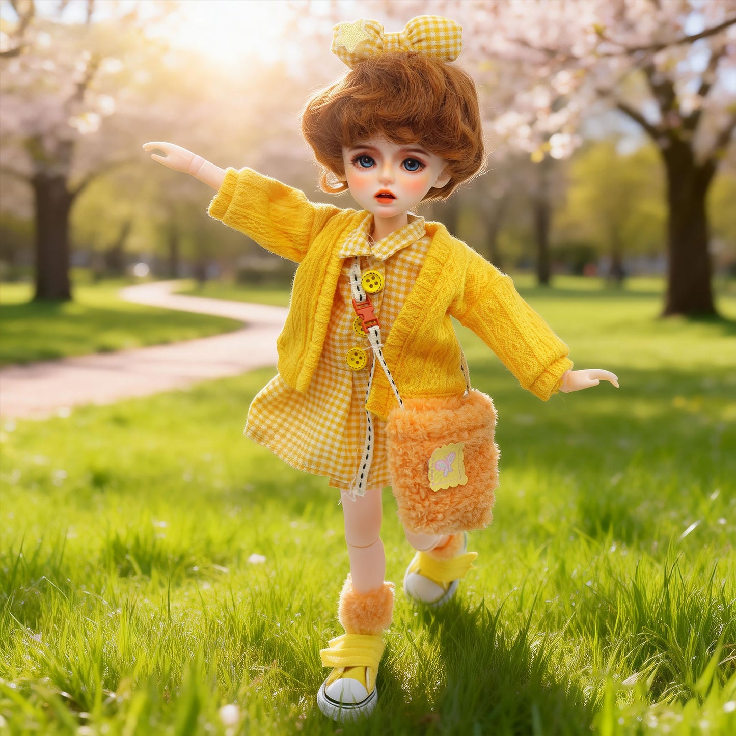 1/6 BJD Doll Sunny Dopamine Yellow 30cm Hand-Painted Face Poseable Gift (Sunny)