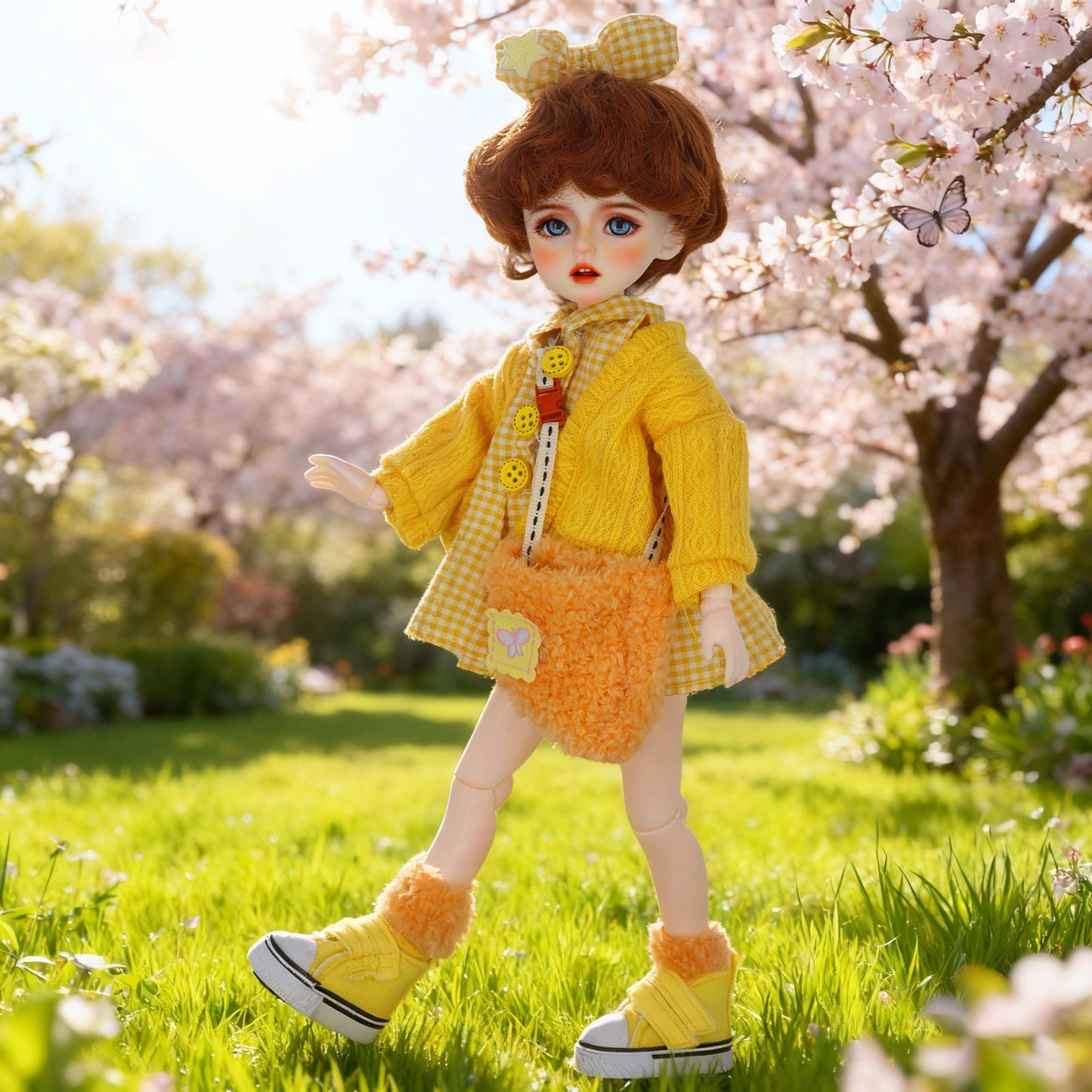 1/6 BJD Doll Sunny Dopamine Yellow 30cm Hand-Painted Face Poseable Gift (Sunny)