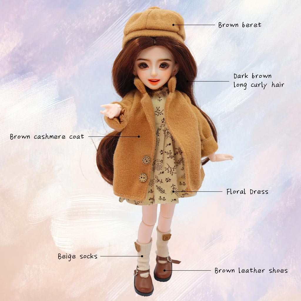 1/6 BJD Doll Autumn Literary Theme 30cm Hand-Painted Face Poseable Gift (Autumn)