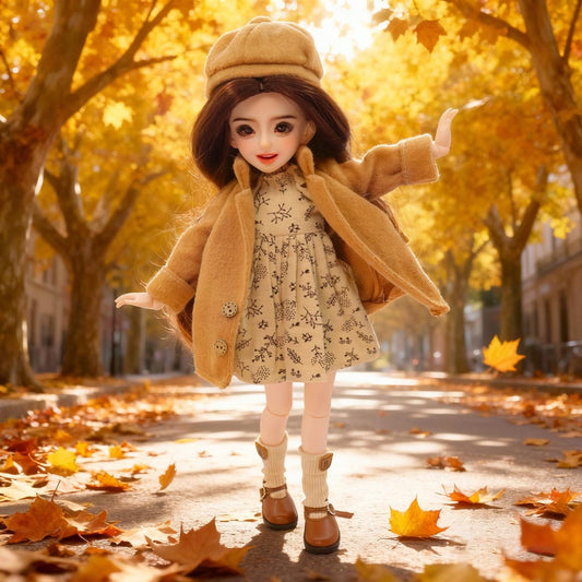 1/6 BJD Doll Autumn Literary Theme 30cm Hand-Painted Face Poseable Gift (Autumn)