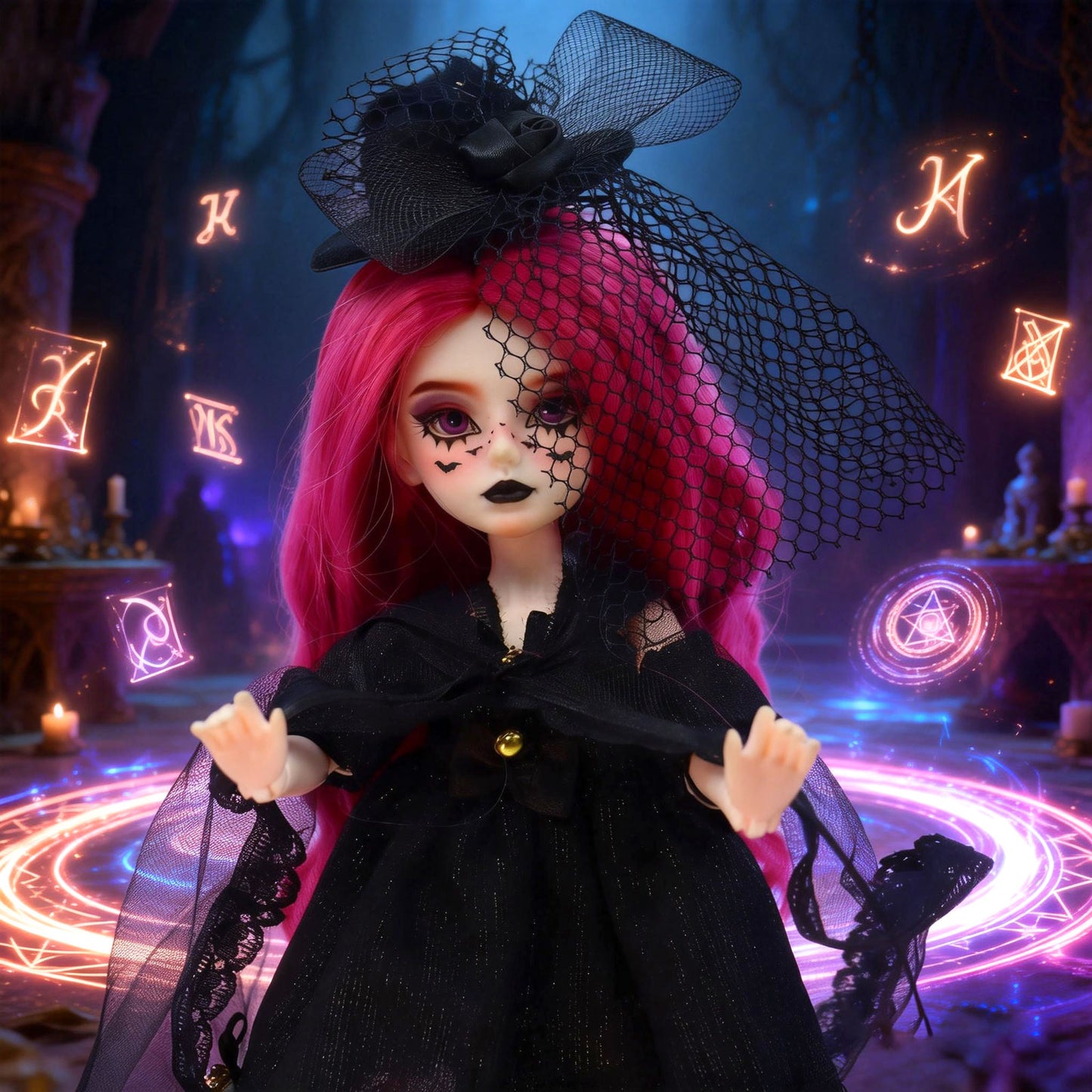 1/6 Gothic BJD Doll 30cm Hand-Painted Face Poseable Collectible Gift (Raven)