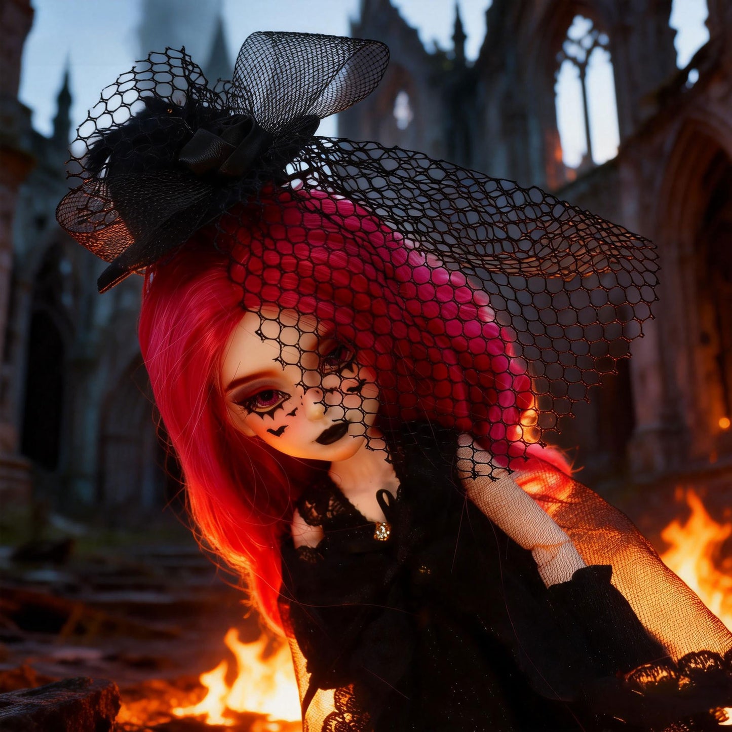 1/6 Gothic BJD Doll 30cm Hand-Painted Face Poseable Collectible Gift (Raven)