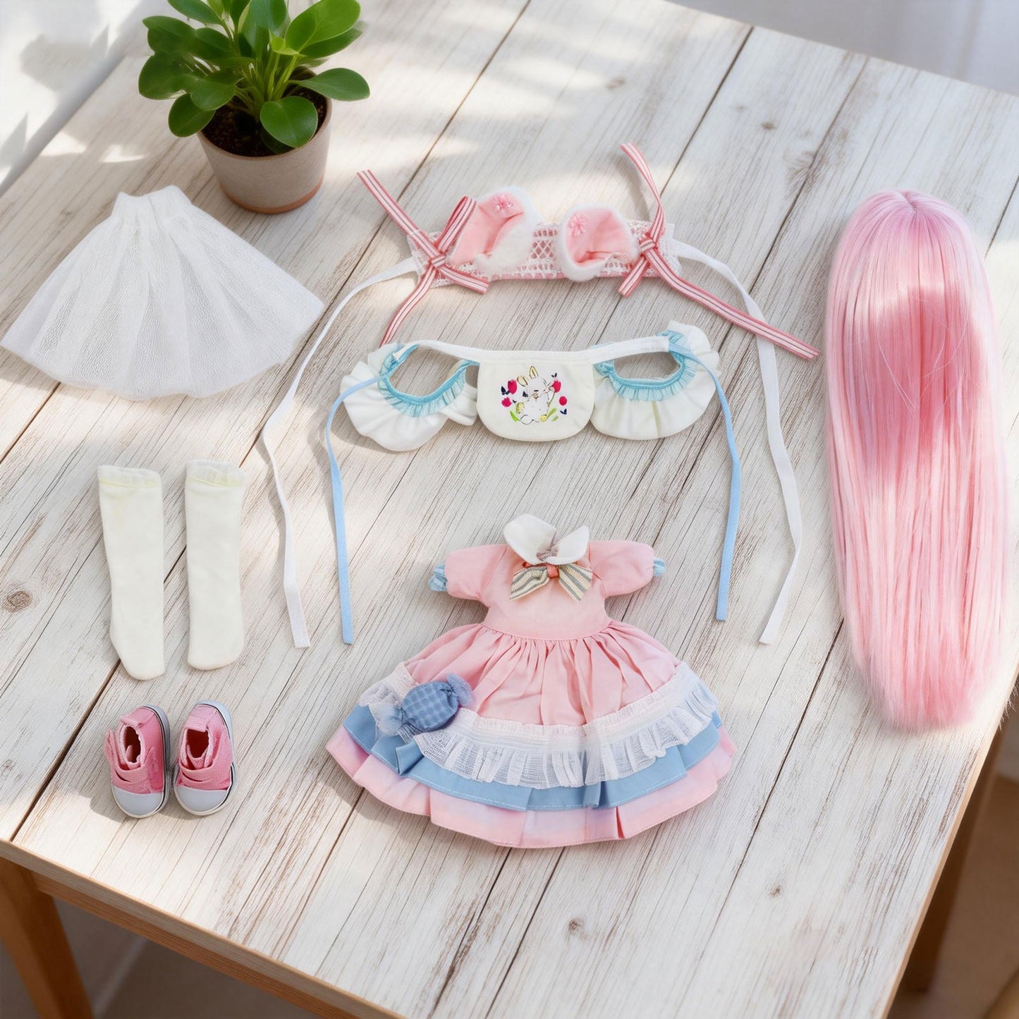 1/6 BJD Doll Bunny Ears Sweet Lolita 30cm Hand-Painted Face Poseable Gift (Luna)