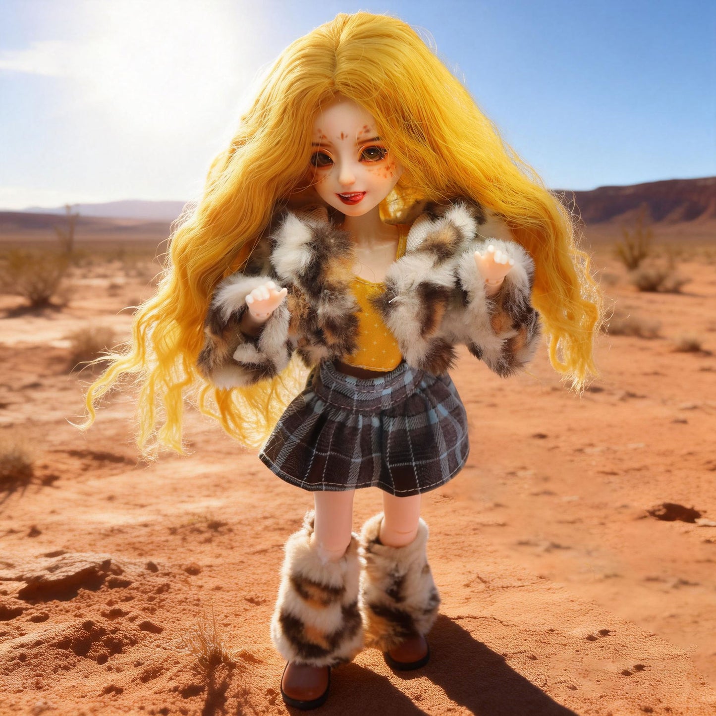1/6 BJD Doll Y2K Leopard Print 30cm Hand-Painted Face Poseable Gift (Goldie)