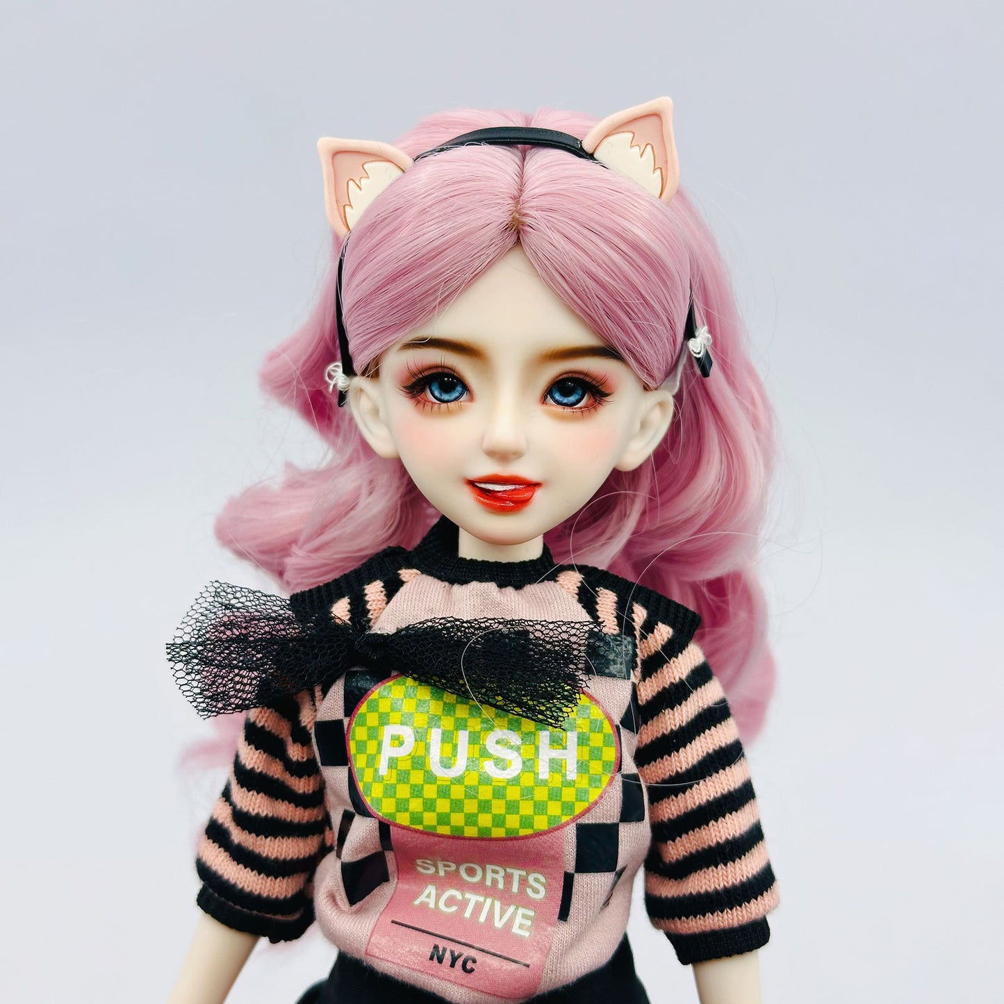 1/6 Scale BJD Doll Gamer Cat Ear 30cm Hand-Painted Face Poseable Gift（Kiki)