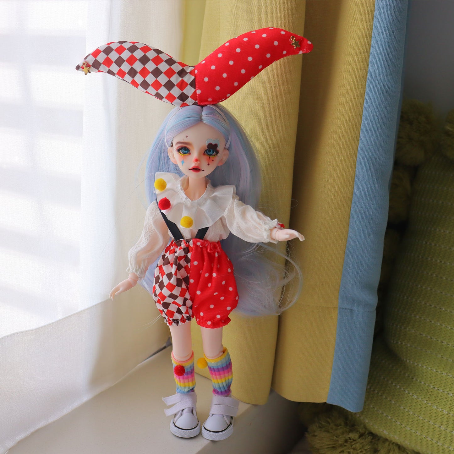 1/6 Scale BJD Doll Vintage Circus Clown 30cm Hand-Painted Face Poseable Gift (Jesse)