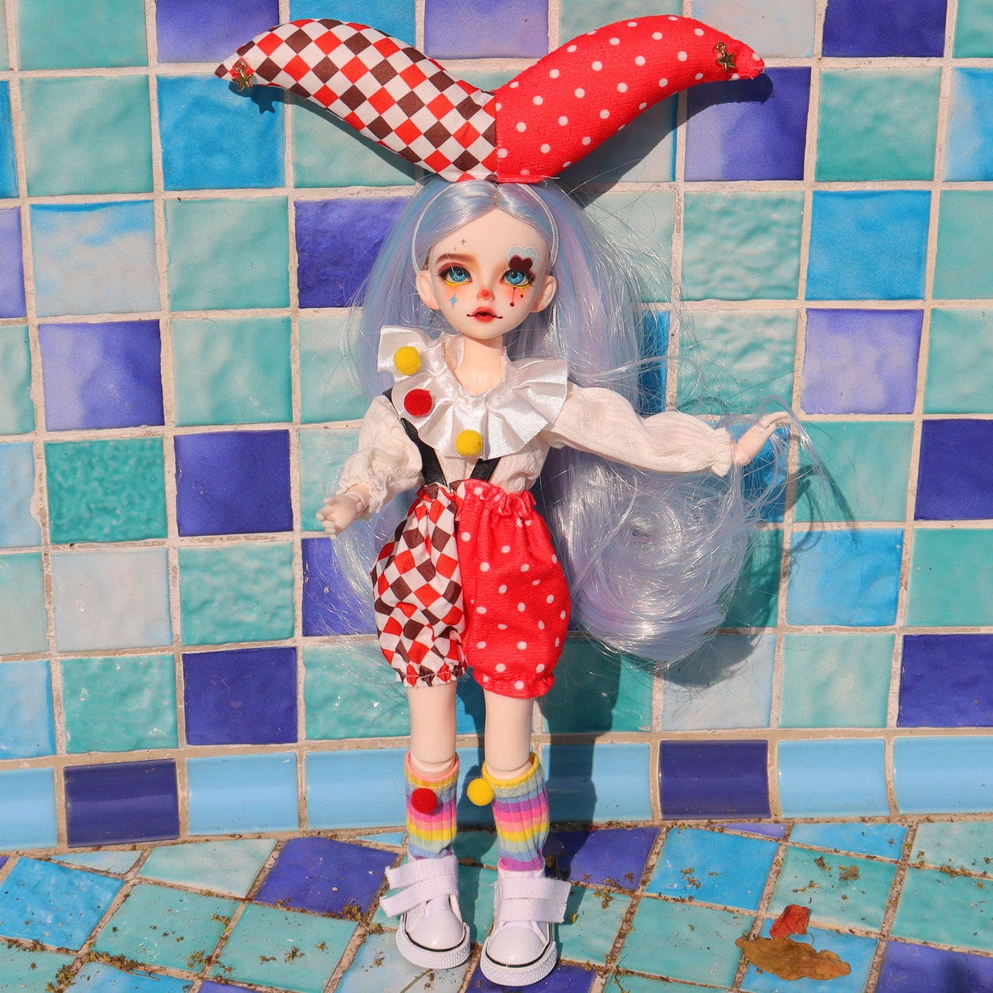 1/6 Scale BJD Doll Vintage Circus Clown 30cm Hand-Painted Face Poseable Gift (Jesse)