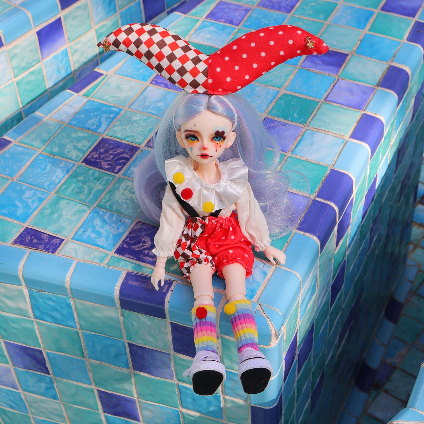 1/6 Scale BJD Doll Vintage Circus Clown 30cm Hand-Painted Face Poseable Gift (Jesse)