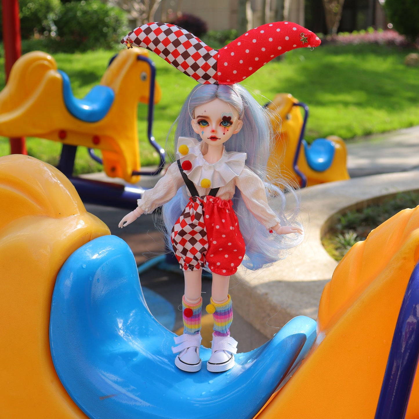 1/6 Scale BJD Doll Vintage Circus Clown 30cm Hand-Painted Face Poseable Gift (Jesse)