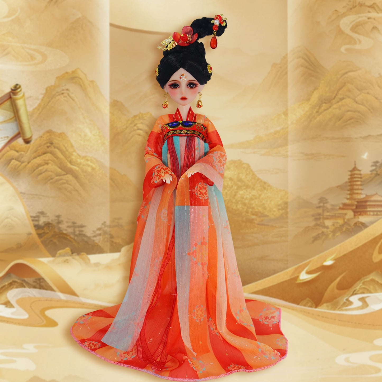1/6 Scale BJD Doll Ancient Chinese Lady 30cm Hand-Painted Face Collectible Gift (Wan Er)