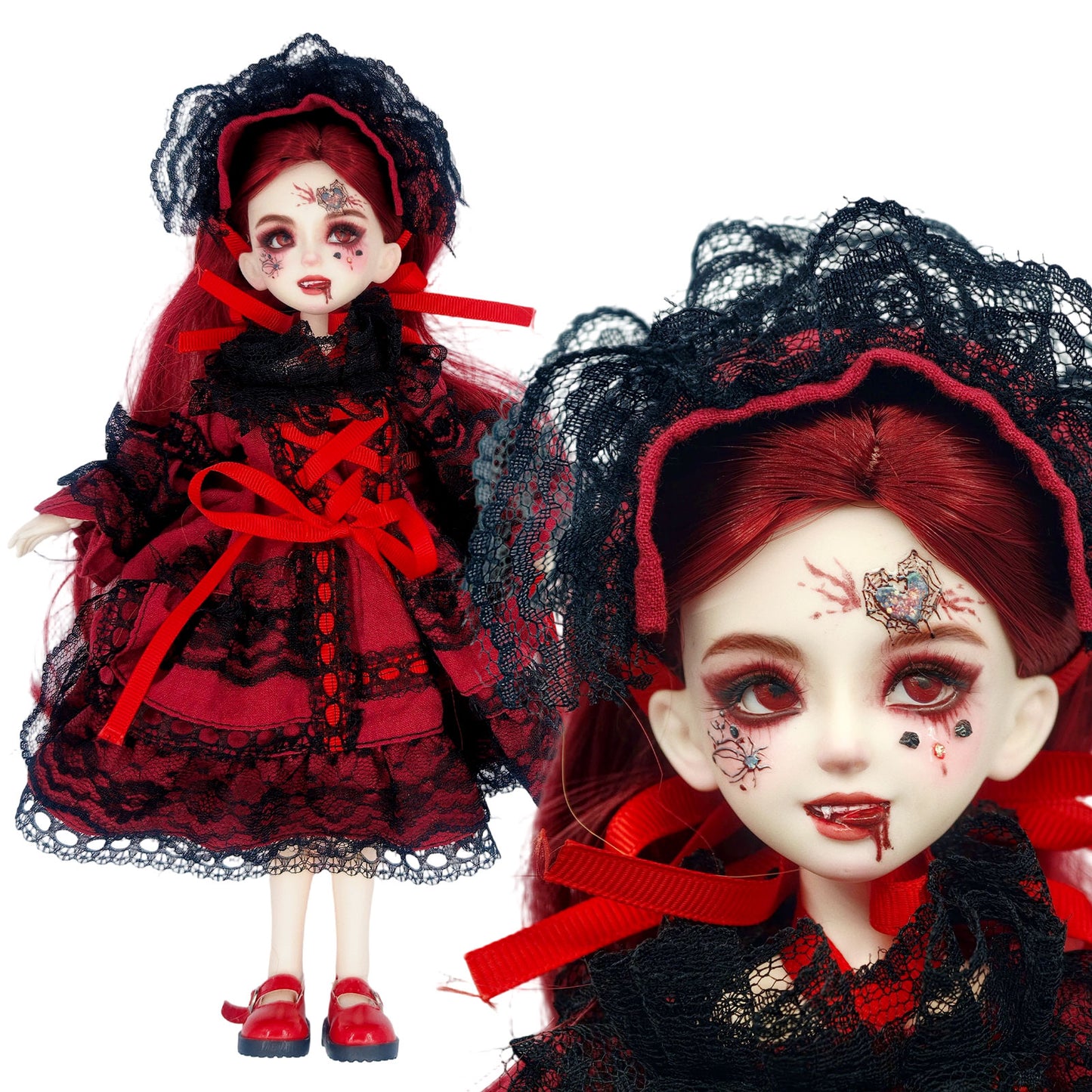 1/6 BJD Doll Vampire Noble Gothic Lolita 30cm Hand-Painted Face Collectible Gift ( Scarlett )