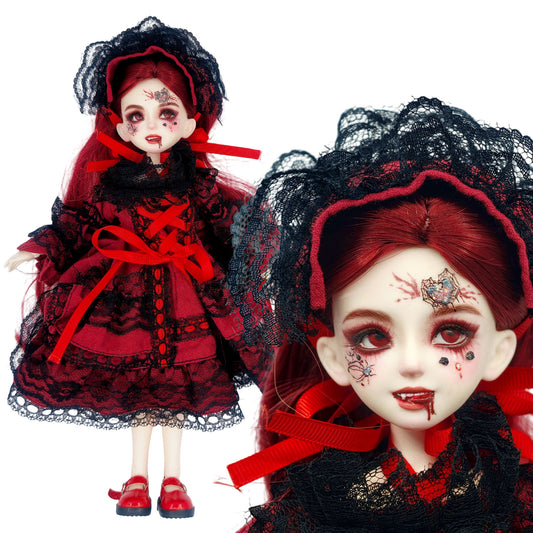1/6 BJD Doll Vampire Noble Gothic Lolita 30cm Hand-Painted Face Collectible Gift ( Scarlett )
