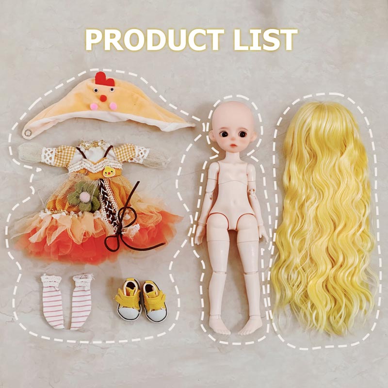 1/6 BJD Doll 30cm Cute Animal Costume & Wig | 18 Joints Poseable Smart Doll for Collectors (Sunnie)