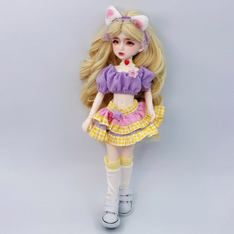 1/6 BJD Doll 30cm Hand-Painted Ball Jointed Collectible Golden Cat Gift (Aurora)