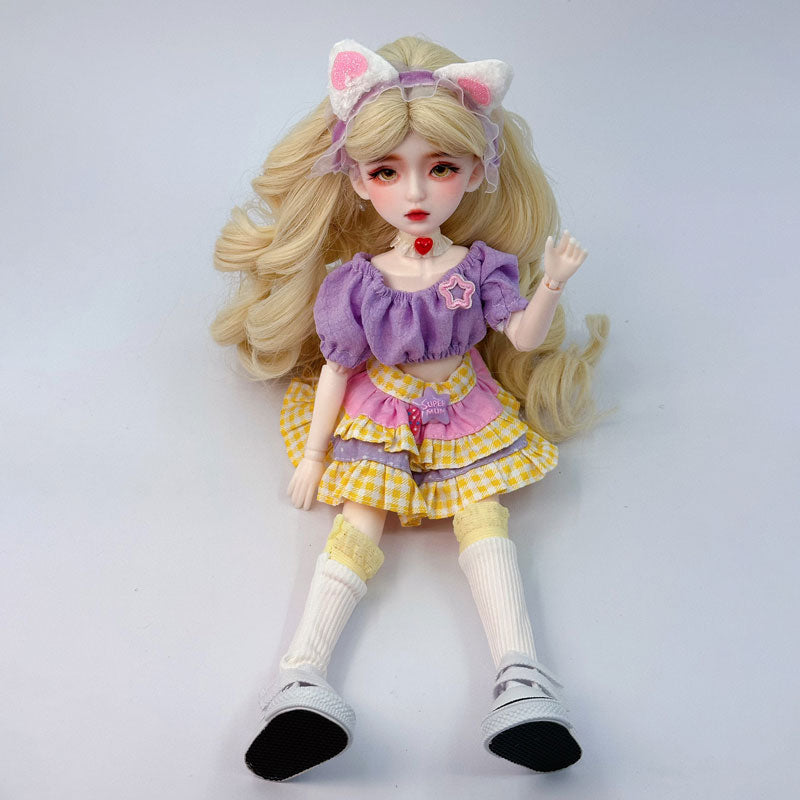 1/6 BJD Doll 30cm Hand-Painted Ball Jointed Collectible Golden Cat Gift (Aurora)
