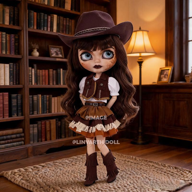Western Cowgirl Fringe Dress Set for 30cm Dolls, Vintage Rodeo Outfit with Cowboy Hat & Chaps, Brown 1/6 Scale