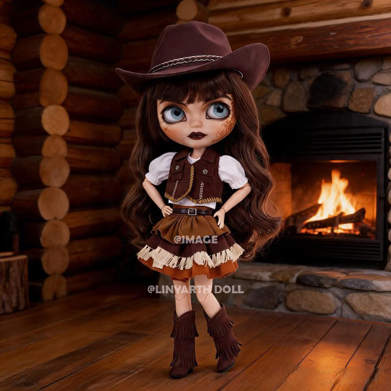 Western Cowgirl Fringe Dress Set for 30cm Dolls, Vintage Rodeo Outfit with Cowboy Hat & Chaps, Brown 1/6 Scale
