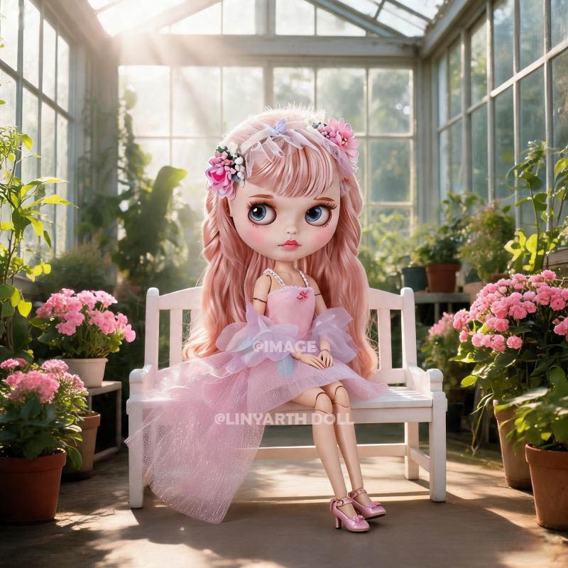 Floral Dream Dress for 30cm Dolls, Pink Tulle Flower Girl Outfit, Flutter Sleeves & Corsage for 1/6 Scale Dolls
