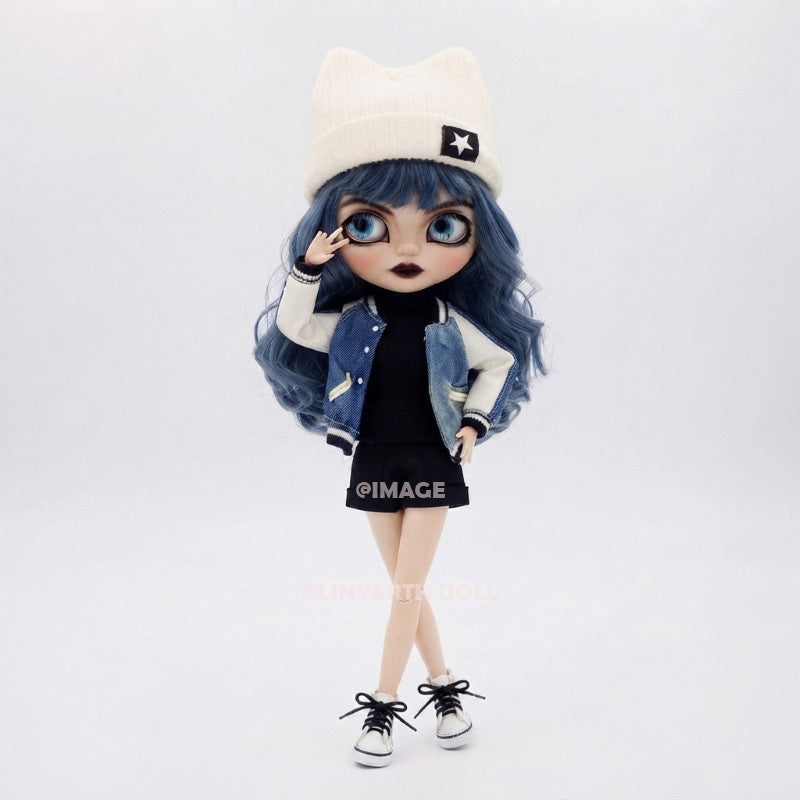 Streetwear Denim Jacket Outfit for 30cm Dolls, Star Beanie & Shorts Set, Casual Cool 1/6 Scale Fashion