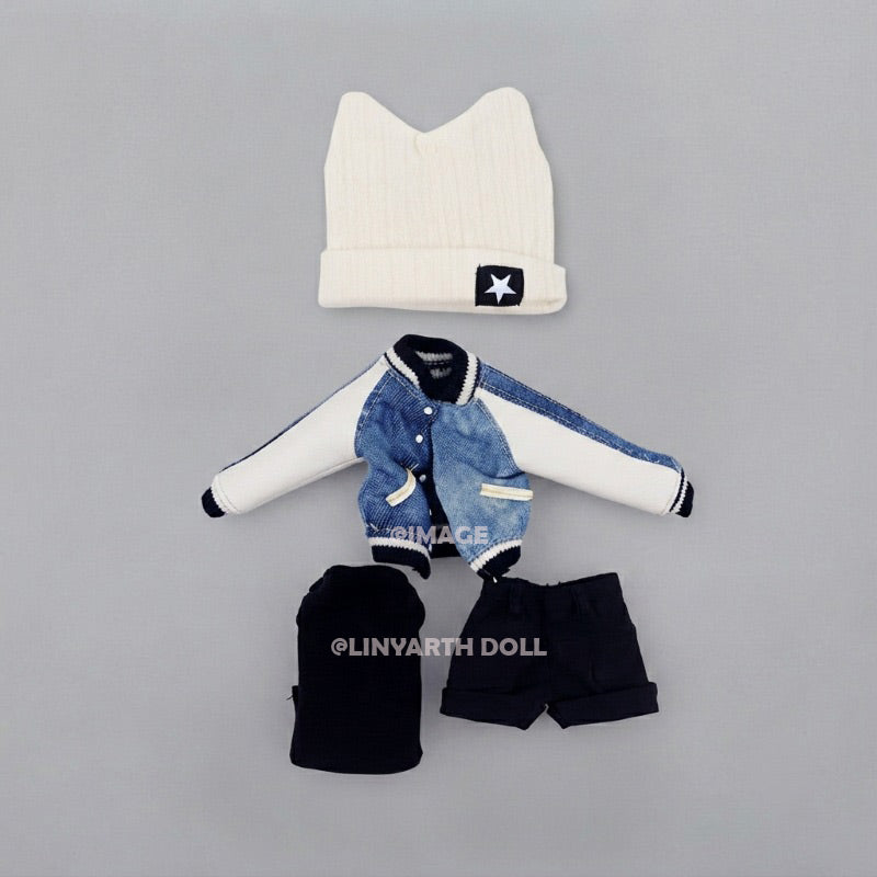 Streetwear Denim Jacket Outfit for 30cm Dolls, Star Beanie & Shorts Set, Casual Cool 1/6 Scale Fashion