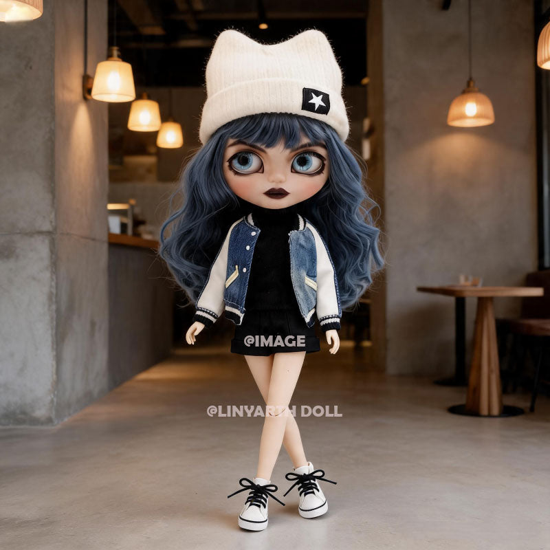 Streetwear Denim Jacket Outfit for 30cm Dolls, Star Beanie & Shorts Set, Casual Cool 1/6 Scale Fashion