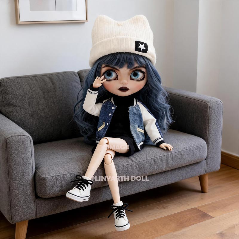 Streetwear Denim Jacket Outfit for 30cm Dolls, Star Beanie & Shorts Set, Casual Cool 1/6 Scale Fashion