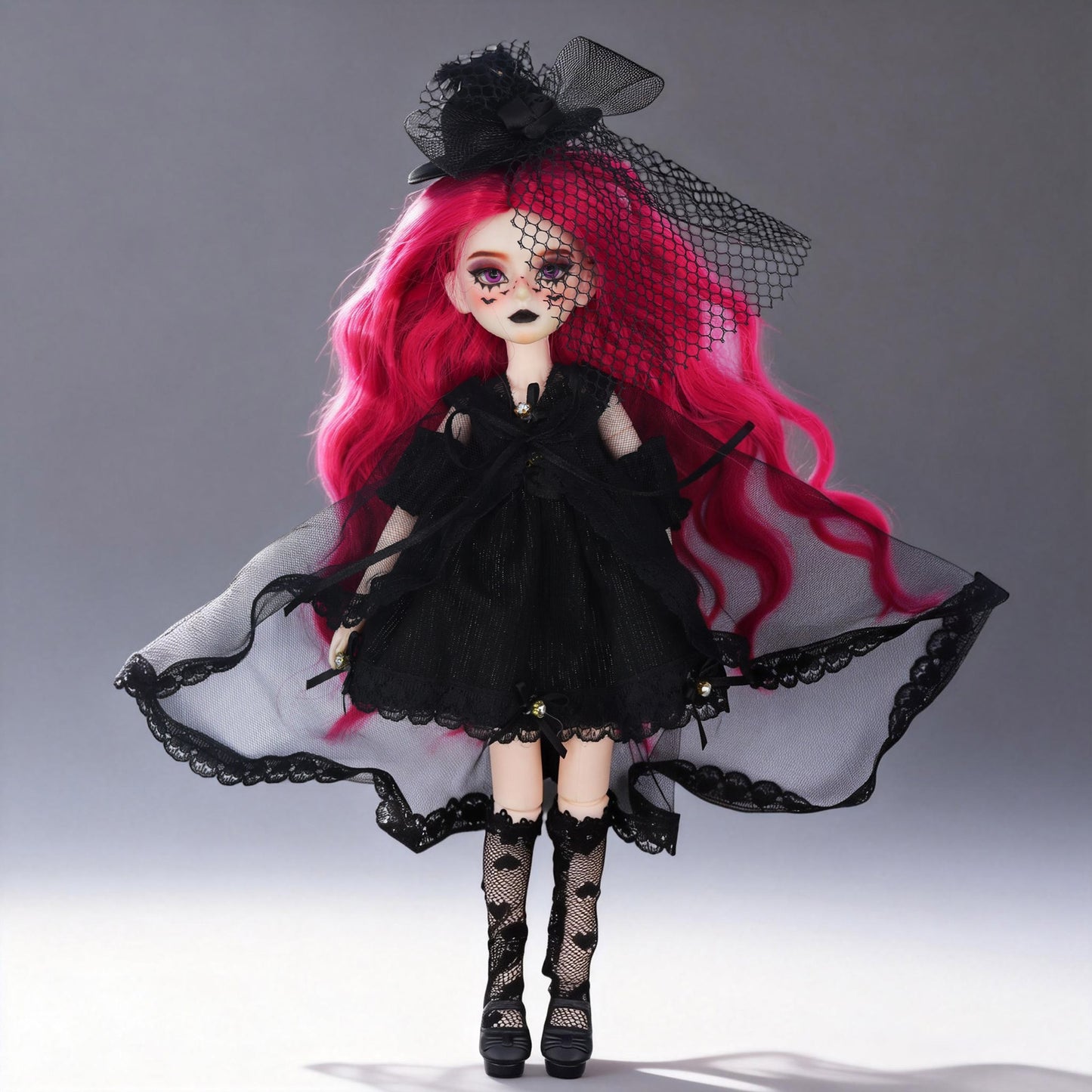 1/6 Gothic BJD Doll 30cm Hand-Painted Face Poseable Collectible Gift (Raven)